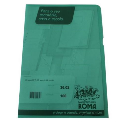DOSSIER ROMA 36 A4 PLASTICO VERDE , ROMA , DOSSROM027 , 5604737009746